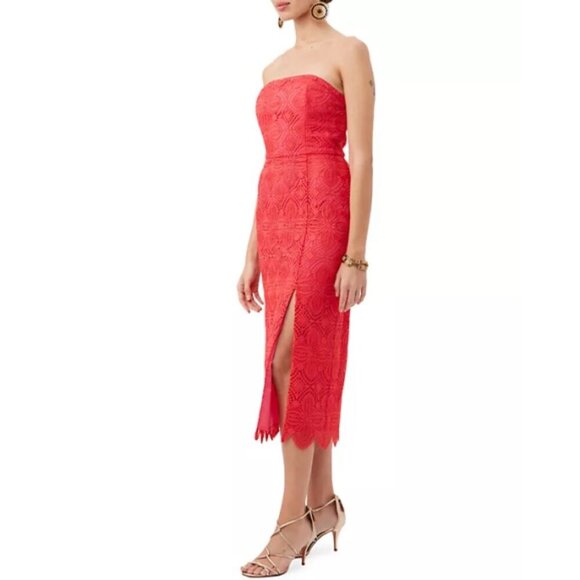 Trina Turk 'Stella 2' Strapless Lace Midi-Dress, Moroccan Sunset - Picture 3 of 4